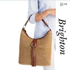 Brighton Ferrara Neema‎ Novara Woven Straw Hobo Bag Jute Hemp Novera